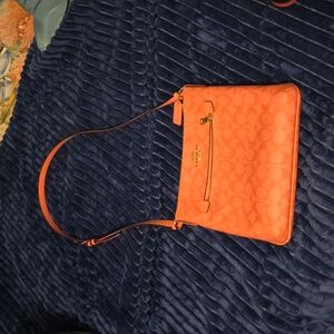 File style crossbody coach bag lgr size grapefruit pink color